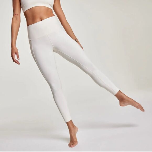 CALIA Women's Seamed RibbedEssential 7/8 Leggings, Large - Light Cream NWT - Picture 1 of 8